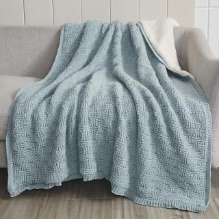 Cable Knit Sherpa Thick Blanket Acrylic Textured Blanket Reversible Warm Blanket