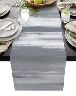 Flowraler 13x70 inch Linen Burlap Table Runner for Dining Room Grey White Textur