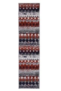 Furnish My Place Geometric Pattern Runner Rug - 2 ft. x 8 ft. Light Grey Rustic 