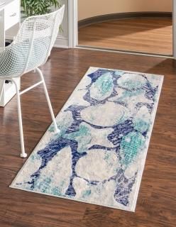 Unique Loom Ariel Collection Area Rug - Star Runner 2' 0 x 8' 0 Blue/ Ivory