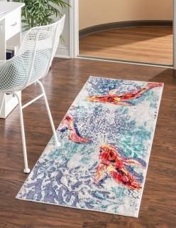 Unique Loom Ariel Collection Area Rug - Gold Fish Runner 2' 0 x 6' 0 Multi/ Ivor