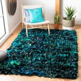 SAFAVIEH Rio Shag Collection 5' x 8' Green/Multi SG951A Handmade Decorative 3.5-
