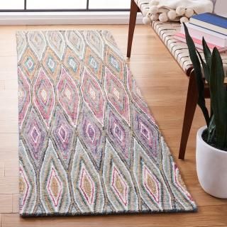 SAFAVIEH Aspen Collection 2'3 x 7' Blue/Pink APN805M Handmade Boho Wool Runner R