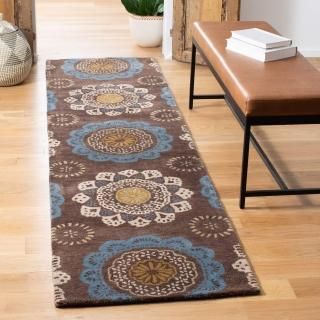 SAFAVIEH Wyndham Collection 2'3 x 9' Eggplant / Multi WYD610A Handmade Modern Pr