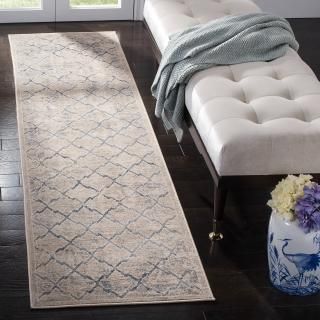 SAFAVIEH Brentwood Collection 2' x 10' Light Grey/Blue BNT809G Trellis Distresse