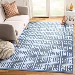 SAFAVIEH Montauk Collection 3' x 5' Blue/Ivory MTK724C Handmade Greek Key Cotton