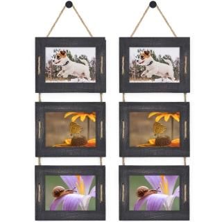DLQuarts 5x7 Hanging Picture Frames Collage Wall Decor 3-Opening Photo Frames Se