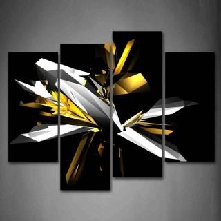 Digital Art Abstract Black White Yellow Wall Art Painting Pictures Print On Canv