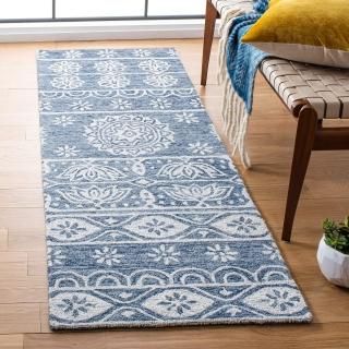 SAFAVIEH Micro-Loop Collection 2'3 x 7' Blue/Ivory MLP607M Handmade Premium Wool