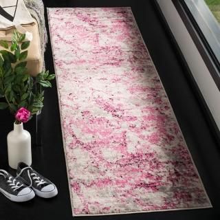 SAFAVIEH Skyler Collection 2' x 4' Pink / Ivory SKY186N Modern Abstract Non-Shed
