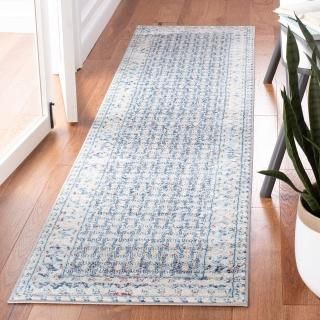 SAFAVIEH Brentwood Collection 2' x 8' Blue / Yellow BNT899M Traditional Oriental