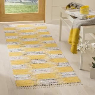SAFAVIEH Montauk Collection 2'3 x 7' Yellow / Multi MTK721A Handmade Fringe Cott