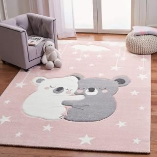 SAFAVIEH Carousel Kids Collection 5'3 x 5'3 Square Pink / White CRK195U Koala Hu