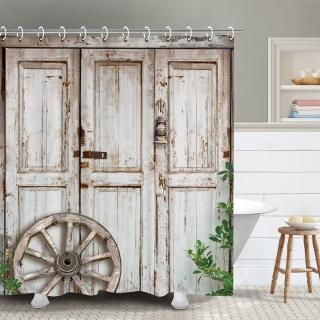 RosieLily Farmhouse Shower Curtain Rustic Shower Curtain for Bathroom Barn Door 