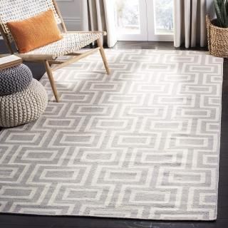 SAFAVIEH Dhurries Collection 8' x 8' Square Grey/Ivory DHU562B Handmade Flatweav
