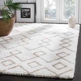 SAFAVIEH Toronto Shag Collection 3' x 5' Ivory / Silver SGT609A Handmade Morocca