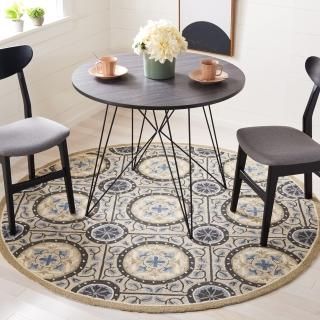SAFAVIEH Four Seasons Collection 4' x 4' Round Cement / Blue FRS485E Hand-Hooked