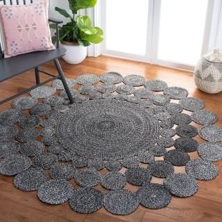 SAFAVIEH Cape Cod Collection 5' x 5' Round Charcoal CAP226H Handmade Braided Are
