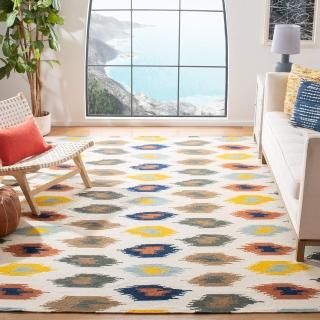 SAFAVIEH Dhurries Collection 6' x 9' Ivory/Multi DHU648A Handmade Flatweave Prem