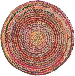 Safavieh Cape Cod Collection CAP702Q Hand-woven Area Rug 3' x 3' Round Red/Multi