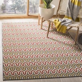 SAFAVIEH Hampton Collection 4' x 6' Dark Grey / Rust HAM516CD Geometric Indoor/ 