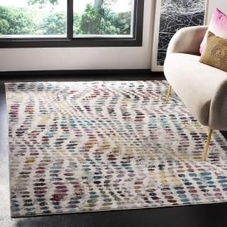 SAFAVIEH Aria Collection 3' x 5' Cream / Wine ARA121S Modern Boho Abstract Non-S