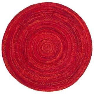 SAFAVIEH Braided Collection 6' x 6' Round Red BRD452Q Handmade Country Cottage R