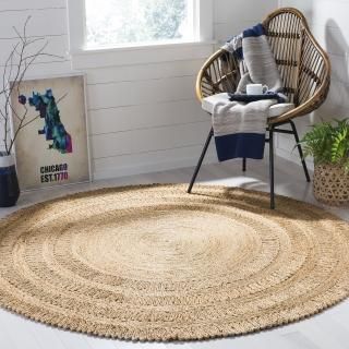 SAFAVIEH Natural Fiber Round Collection 4' x 4' Round Natural NF356A Handmade Bo