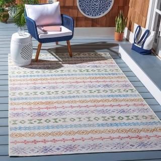 SAFAVIEH Summer Collection 6'7' x 6'7' Square Ivory/Blue SMR429A Boho Indoor/ Ou