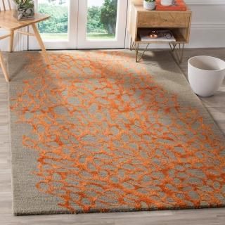 SAFAVIEH Blossom Collection 4' x 6' Grey/Orange BLM695C Handmade Premium Wool & 