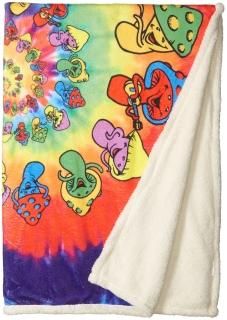 Liquid Blue Spiral Shrooms Hippy Tie Dye Warm Coral Fleece Throw Blanket Multi 5