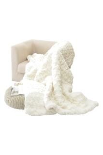 ϥåԡƥHCT BKT-002饰奢꡼Quilted Faux Fur֥󥱥åȡ50by 60Ivory/White