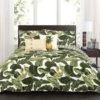 Tropical Paradise Quilt Green 5Pc Set Full/Queen