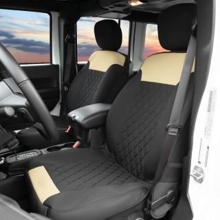 FH Group Car Seat Covers Front Set Beige Black Neosupreme - Car Seat Cover for L