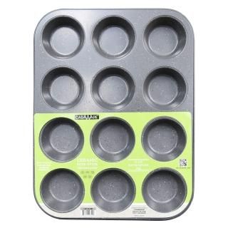 casaWare Ceramic Coated NonStick 12 Cup Muffin Pan Silver Granite by casaWare 
