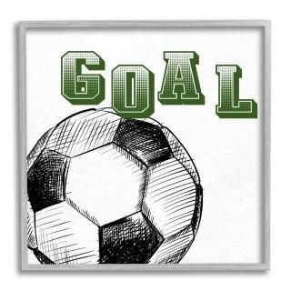Stupell Industries Goal Soccer Ball Sports Green Varsity Typography Designed by 