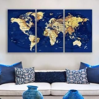 Original by BoxColors LARGE 30x 60 3 panels 30x20 Ea Art Canvas Print old Map Wo