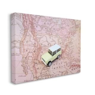 Stupell Industries Vintage World Traveler Retro Automobile Pink Map Designed by 