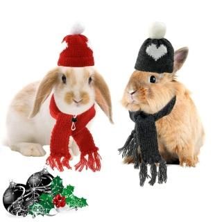 CooShou Small Pet Holiday and Christmas Hat Scarf 4Pcs in One Set Woolen Hats an