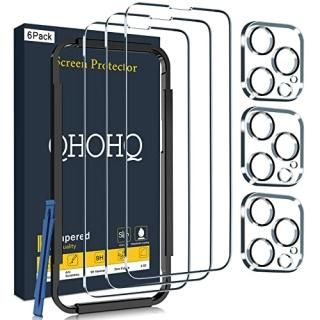 QHOHQ 3 Pack Screen Protector for iPhone 14 Pro 6.1 Inch with 3 Pack Tempered Gl