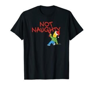 The Simpsons Christmas Bart Graffiti Not Naughty V2 T-Shirt