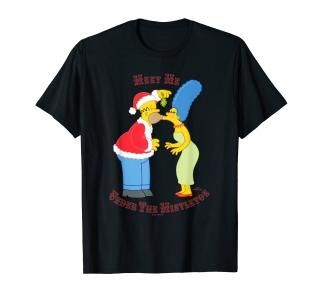 The Simpsons Homer Marge Christmas Meet Under the Mistletoe T-Shirt