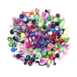 CrazyPiercing Assorted Lot of 100PCS Banana Piercing 14G Belly Button Rings Pier