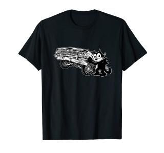 Felix Cat Cartoon Lowrider Hydraulic Bounce Tilt Car Club T-Shirt