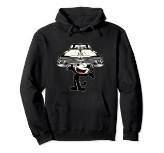 Felix Cat Cartoon Giant Lowrider Car Club Design Mashup Pullover Hoodie