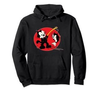 Felix Cat Cartoon Fishing Cat Fish Looks Like Felix Vintage Pullover Hoodie