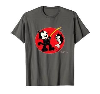 Felix Cat Cartoon Fishing Cat Fish Looks Like Felix Vintage T-Shirt