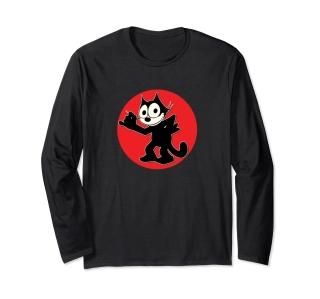 Felix Cartoon Cat Red Sunset Sly Smiling Felix Tee Long Sleeve T-Shirt