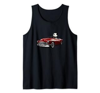 Felix Old-Skool Cat Drives Retro Red Lowrider Convertible Tank Top