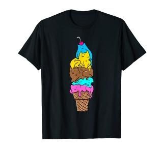 Cute Cat Ice Cream T-Shirt - Kitty Cat Dessert Shirt